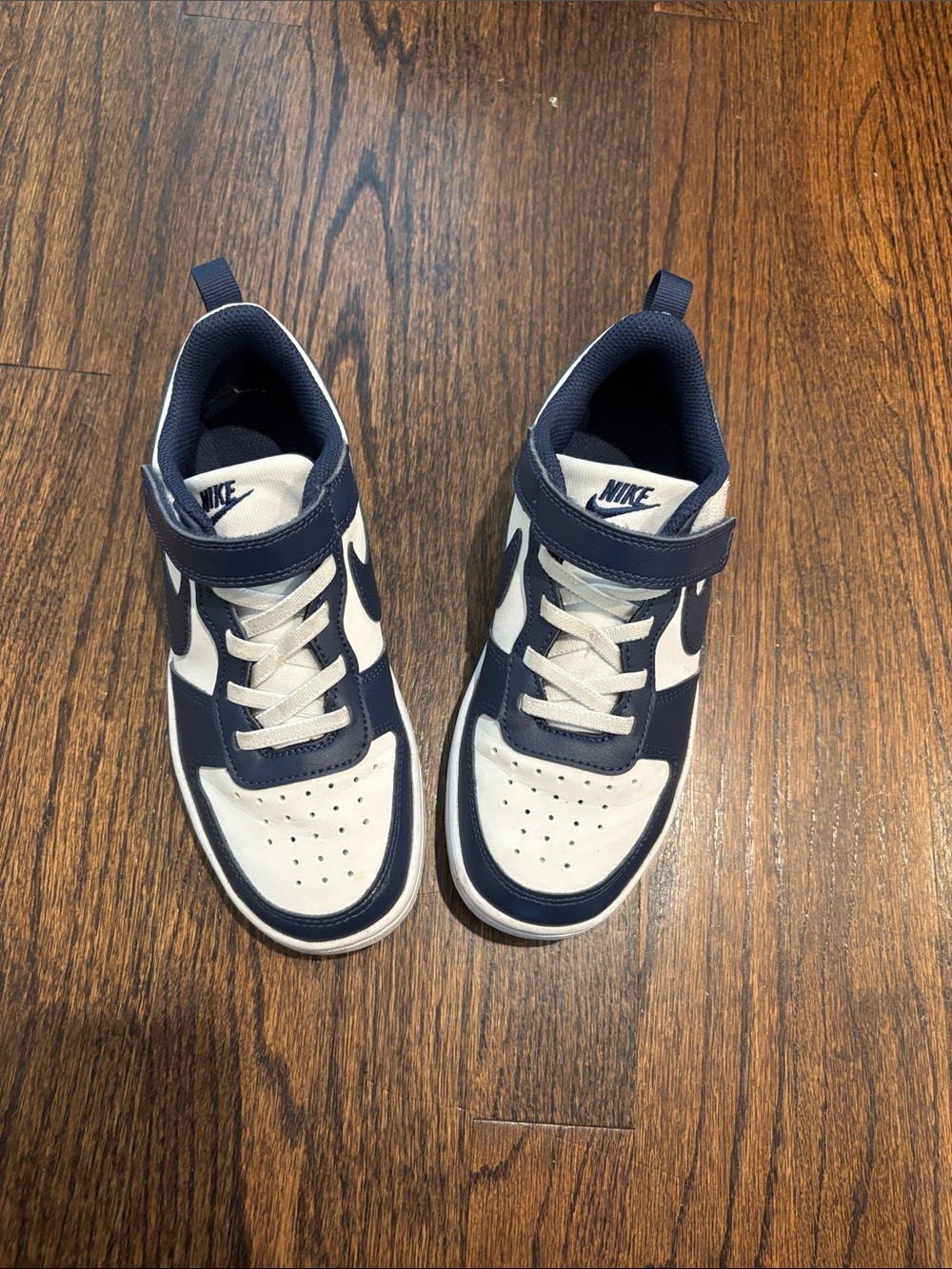 Nike blue and white low top jordans, kids size 1
